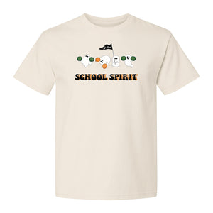 Halloween Ghost Cheerleader T-Shirt, School Spirit Graphic for Students, Teachers and Fall Events