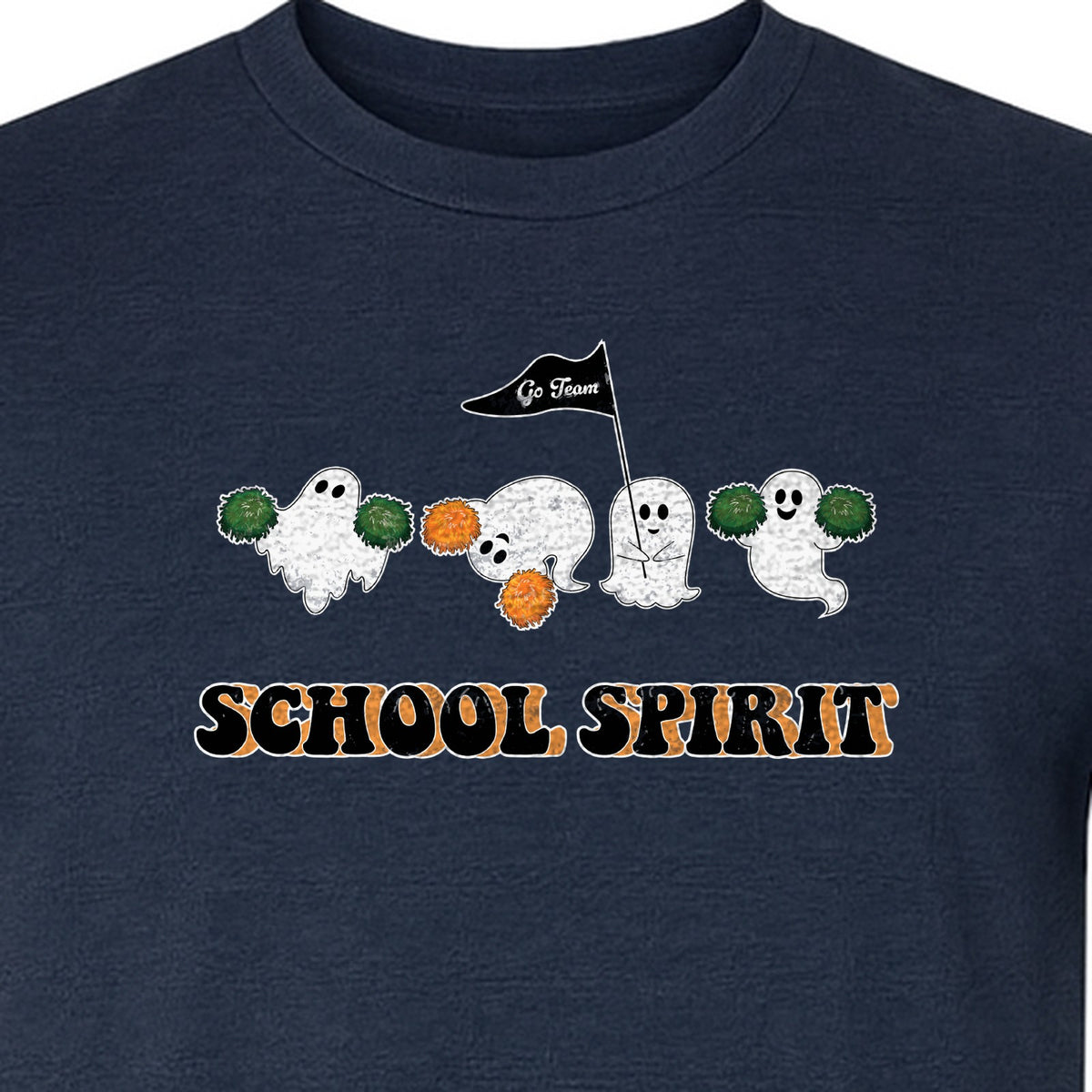 Halloween Ghost Cheerleader T-Shirt, School Spirit Graphic for Students, Teachers and Fall Events