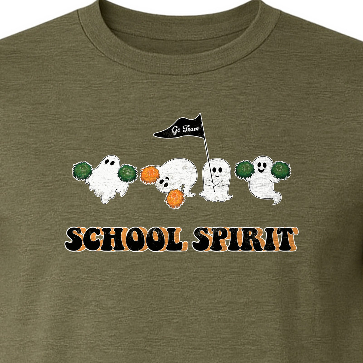 Halloween Ghost Cheerleader T-Shirt, School Spirit Graphic for Students, Teachers and Fall Events