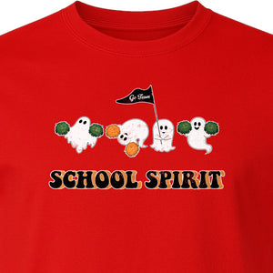 Halloween Ghost Cheerleader T-Shirt, School Spirit Graphic for Students, Teachers and Fall Events