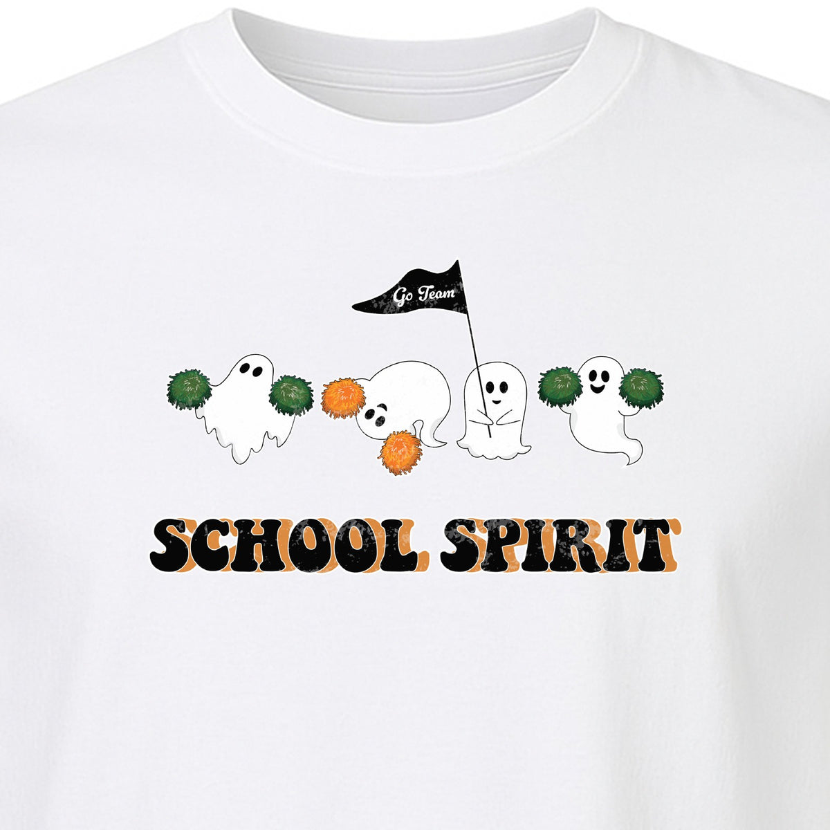Halloween Ghost Cheerleader T-Shirt, School Spirit Graphic for Students, Teachers and Fall Events