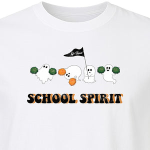 Halloween Ghost Cheerleader T-Shirt, School Spirit Graphic for Students, Teachers and Fall Events