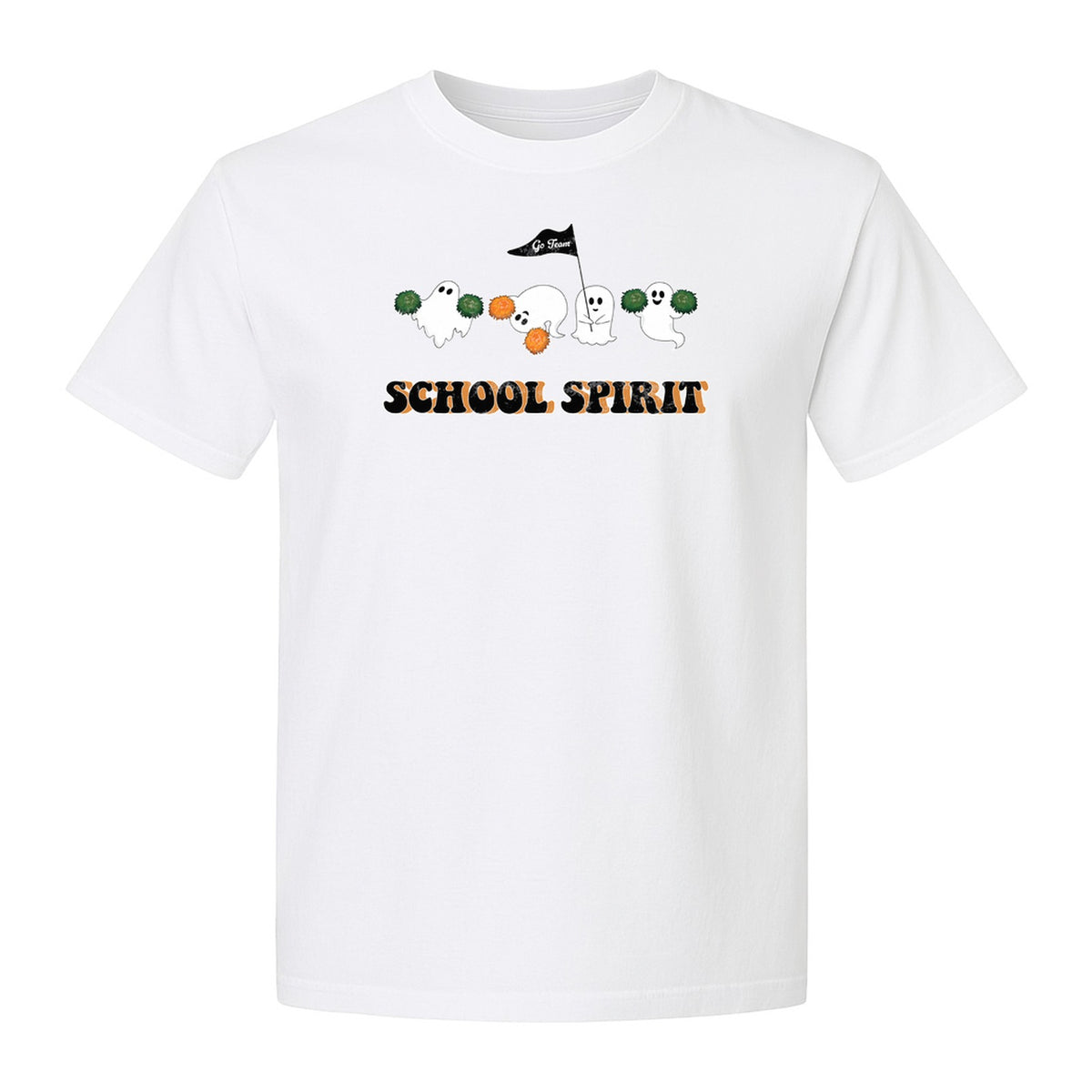 Halloween Ghost Cheerleader T-Shirt, School Spirit Graphic for Students, Teachers and Fall Events