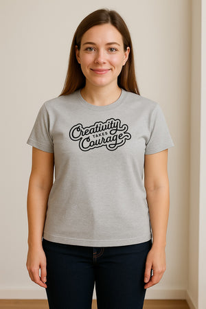 Art Teacher T-Shirt, Creativity Takes Courage Script Design for Artists and Makers