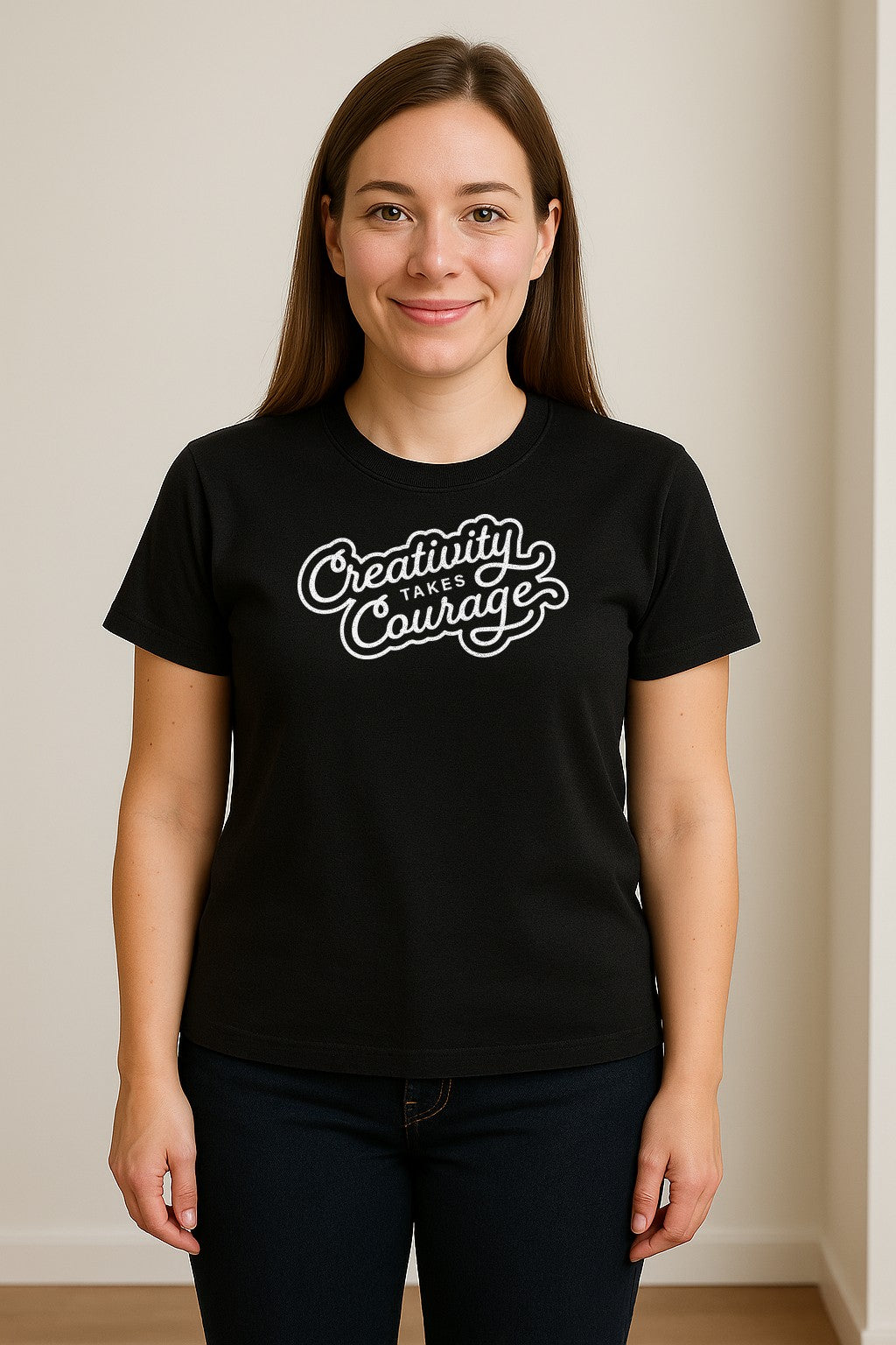 Art Teacher T-Shirt, Creativity Takes Courage Script Design for Artists and Makers