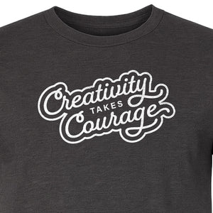 Art Teacher T-Shirt, Creativity Takes Courage Script Design for Artists and Makers