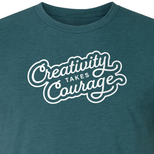 Art Teacher T-Shirt, Creativity Takes Courage Script Design for Artists and Makers