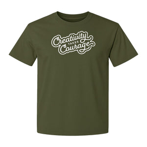 Art Teacher T-Shirt, Creativity Takes Courage Script Design for Artists and Makers
