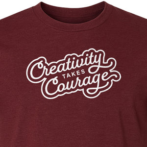 Art Teacher T-Shirt, Creativity Takes Courage Script Design for Artists and Makers