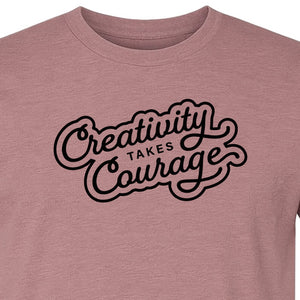 Art Teacher T-Shirt, Creativity Takes Courage Script Design for Artists and Makers
