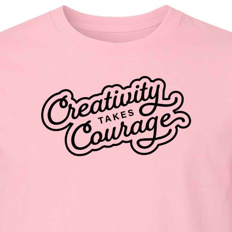 Art Teacher T-Shirt, Creativity Takes Courage Script Design for Artists and Makers