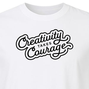 Art Teacher T-Shirt, Creativity Takes Courage Script Design for Artists and Makers