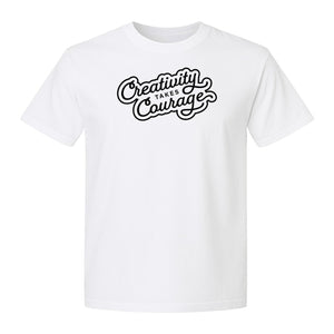 Art Teacher T-Shirt, Creativity Takes Courage Script Design for Artists and Makers