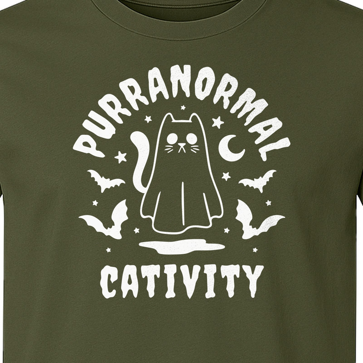 Purranormal Cativity T-Shirt, Ghost Kitty Halloween Graphic for Spooky Season and Feline Lovers