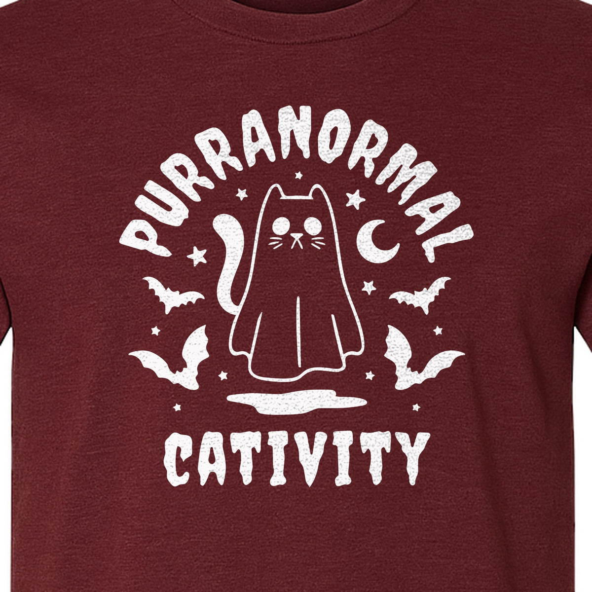 Purranormal Cativity T-Shirt, Ghost Kitty Halloween Graphic for Spooky Season and Feline Lovers