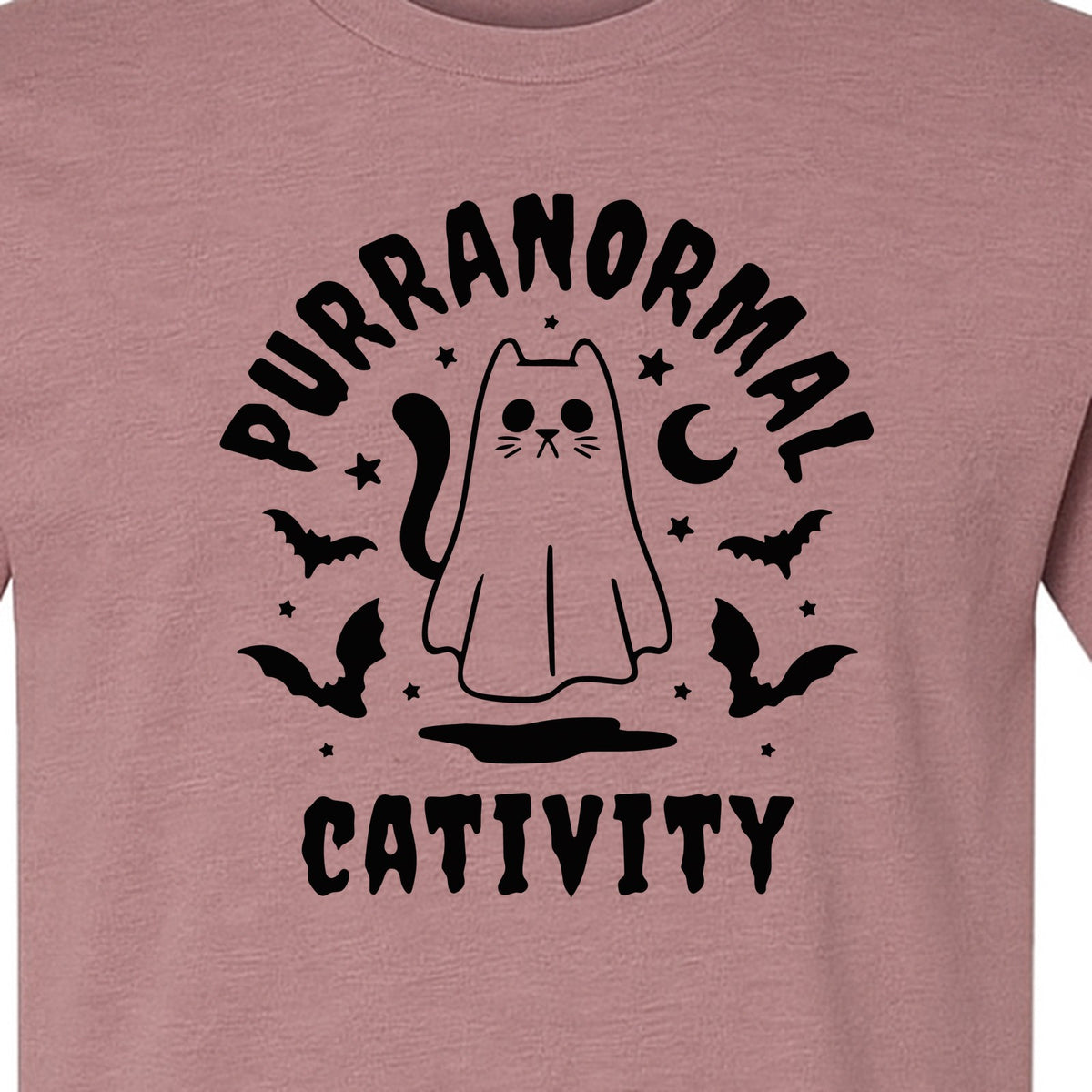 Purranormal Cativity T-Shirt, Ghost Kitty Halloween Graphic for Spooky Season and Feline Lovers
