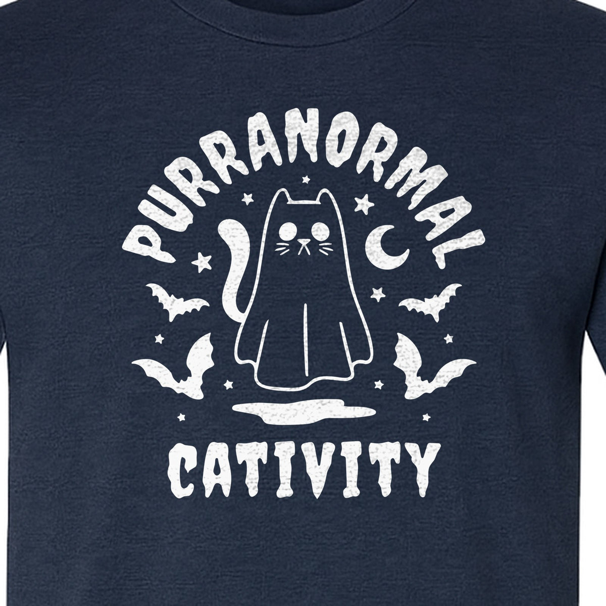 Purranormal Cativity T-Shirt, Ghost Kitty Halloween Graphic for Spooky Season and Feline Lovers