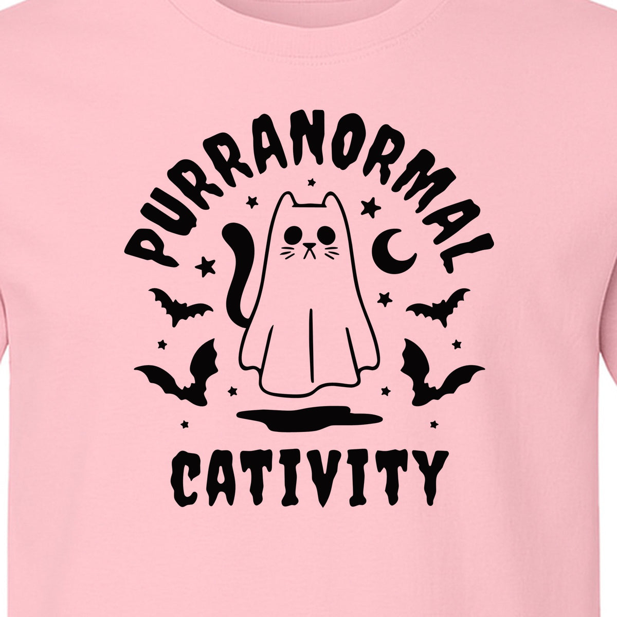 Purranormal Cativity T-Shirt, Ghost Kitty Halloween Graphic for Spooky Season and Feline Lovers