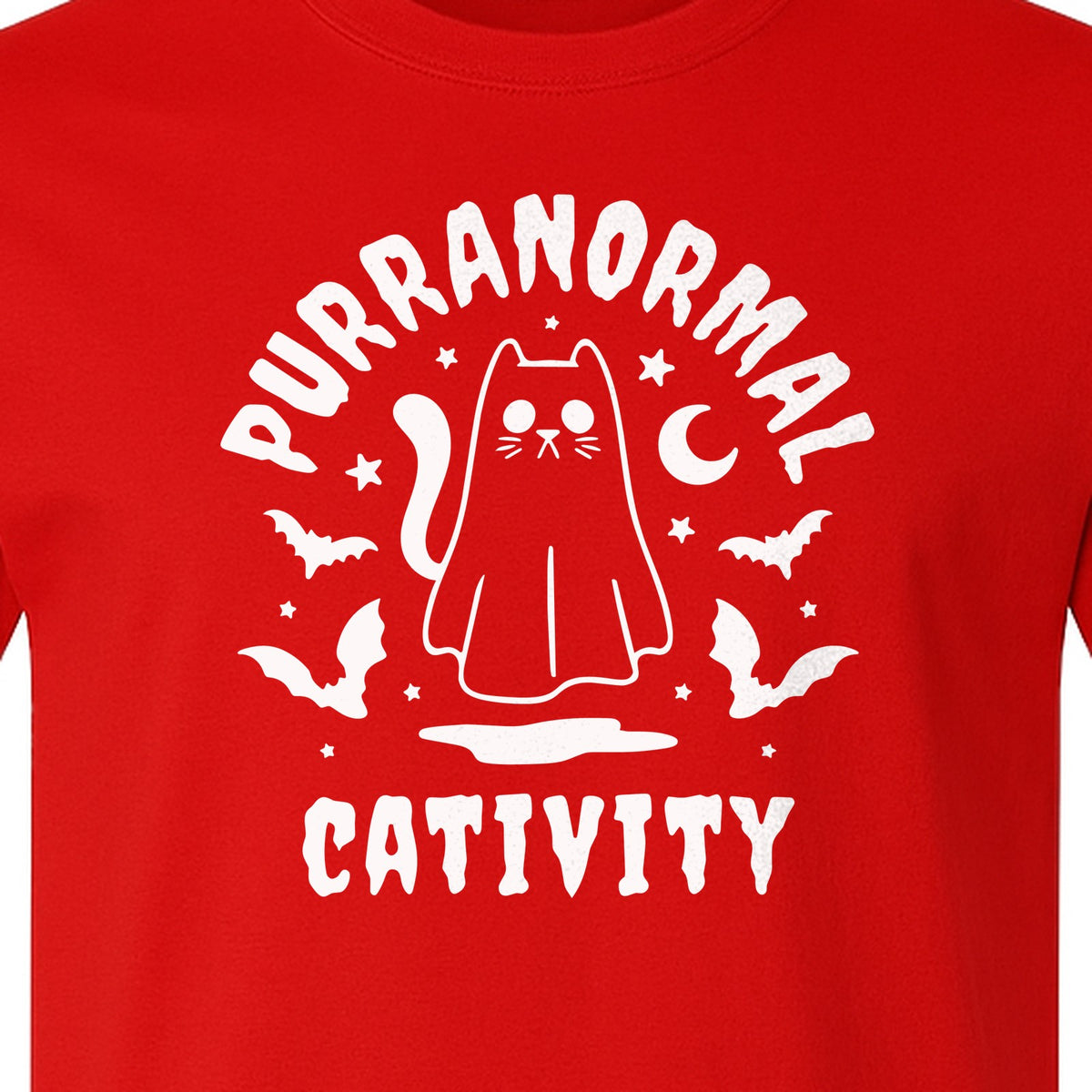 Purranormal Cativity T-Shirt, Ghost Kitty Halloween Graphic for Spooky Season and Feline Lovers