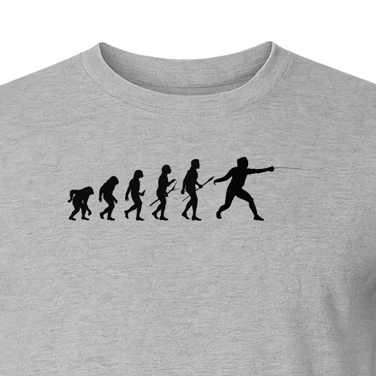 Fencing Evolution T-Shirt, Funny Foil Sport Silhouette Design for Fencers and Coaches
