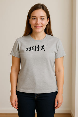 Fencing Evolution T-Shirt, Funny Foil Sport Silhouette Design for Fencers and Coaches