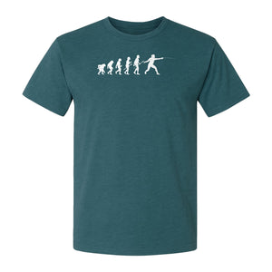Fencing Evolution T-Shirt, Funny Foil Sport Silhouette Design for Fencers and Coaches