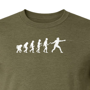 Fencing Evolution T-Shirt, Funny Foil Sport Silhouette Design for Fencers and Coaches