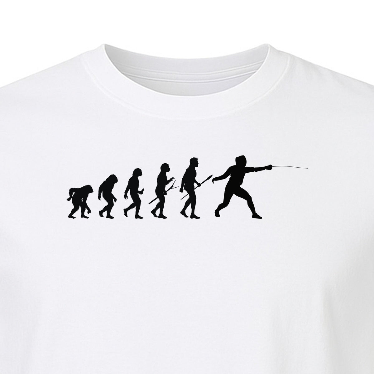Fencing Evolution T-Shirt, Funny Foil Sport Silhouette Design for Fencers and Coaches