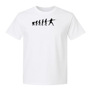 Fencing Evolution T-Shirt, Funny Foil Sport Silhouette Design for Fencers and Coaches