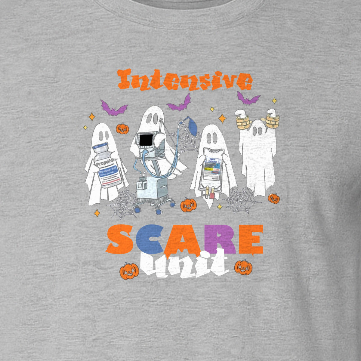 Nurse Halloween T-Shirt, Intensive Scare Unit Ghost Design for ICU Staff and Medical Gifts
