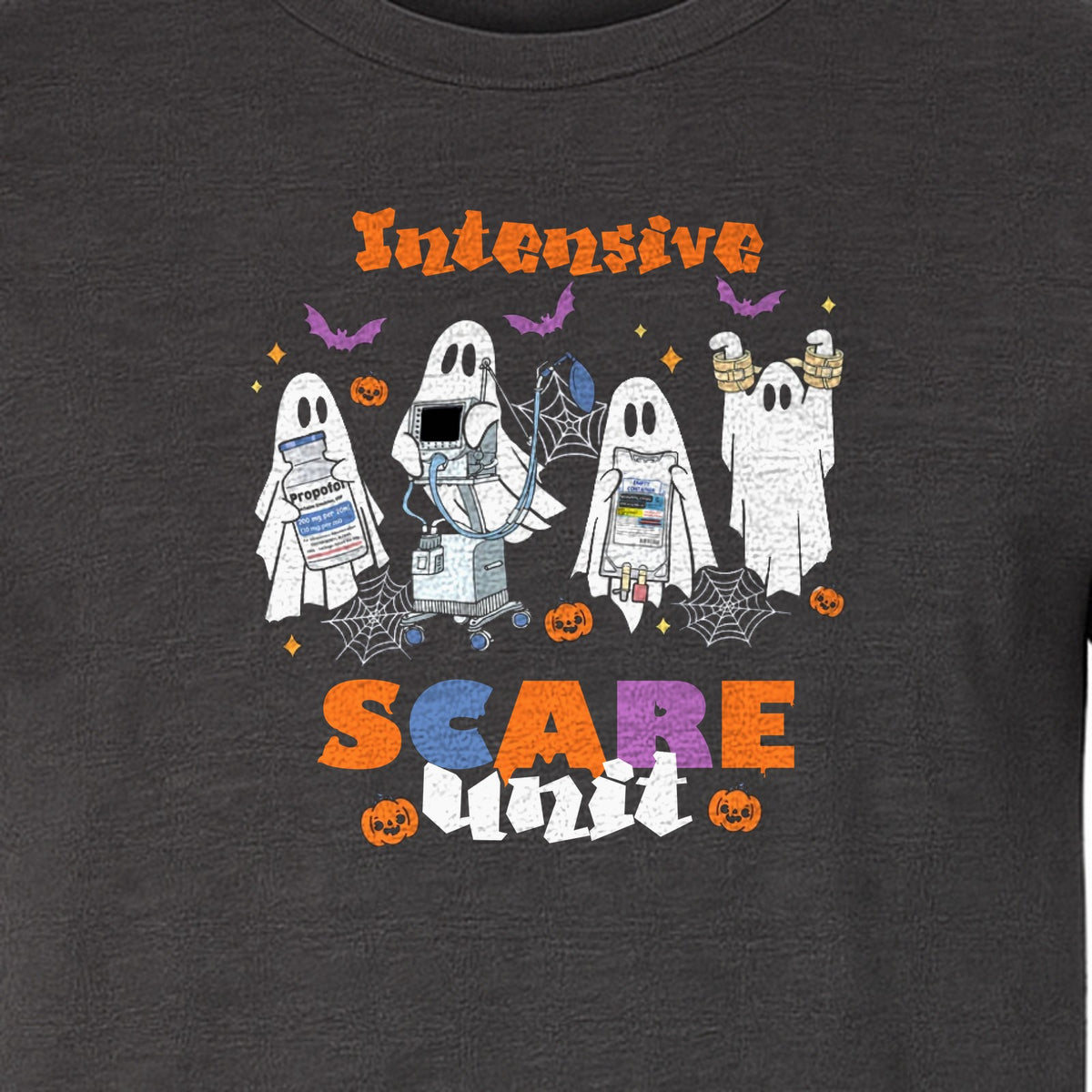 Nurse Halloween T-Shirt, Intensive Scare Unit Ghost Design for ICU Staff and Medical Gifts