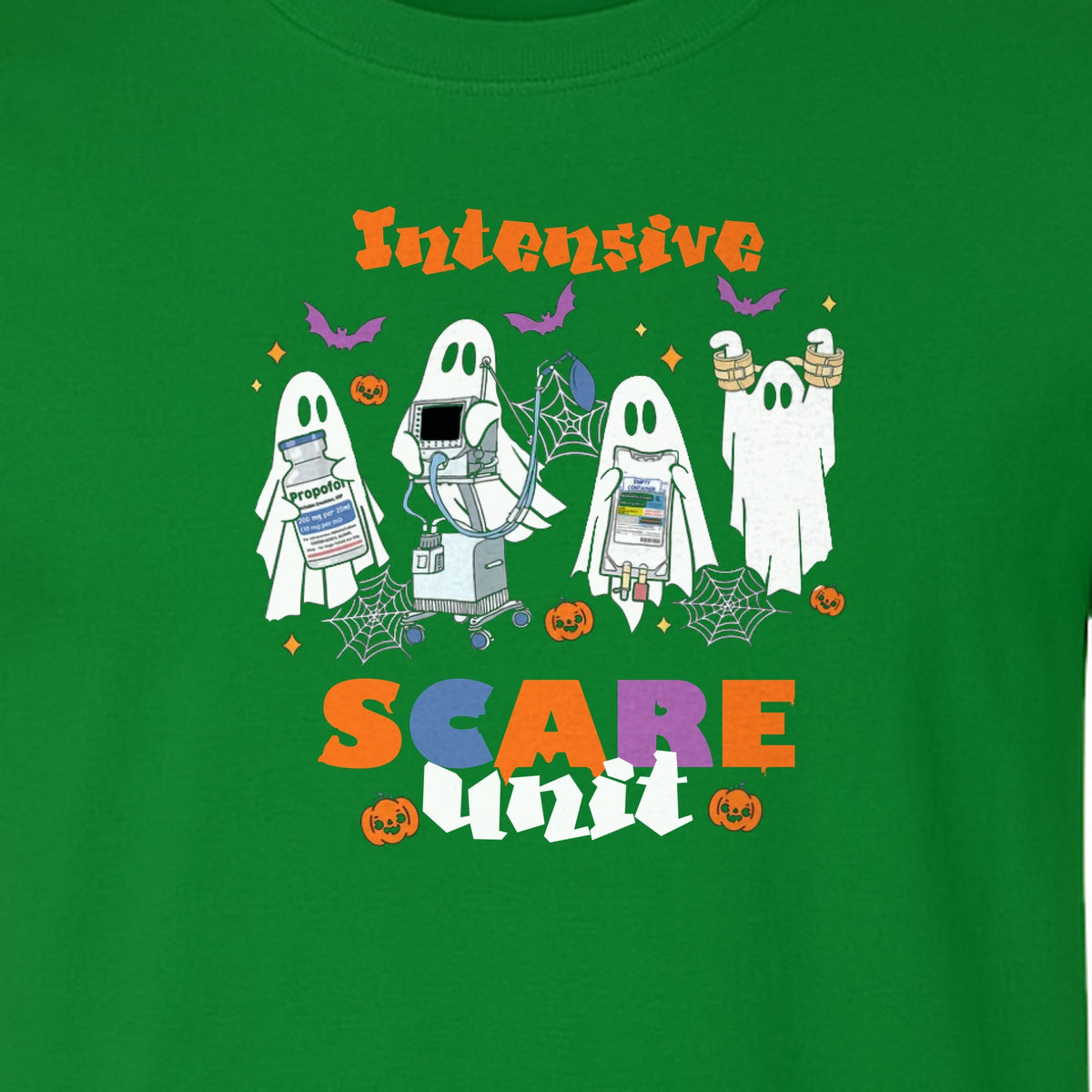 Nurse Halloween T-Shirt, Intensive Scare Unit Ghost Design for ICU Staff and Medical Gifts