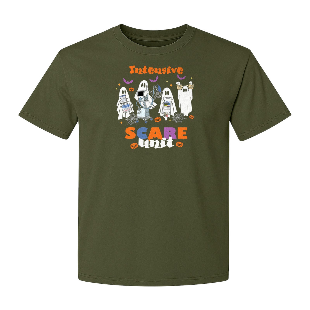 Nurse Halloween T-Shirt, Intensive Scare Unit Ghost Design for ICU Staff and Medical Gifts