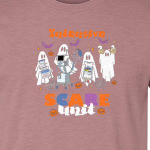 Nurse Halloween T-Shirt, Intensive Scare Unit Ghost Design for ICU Staff and Medical Gifts