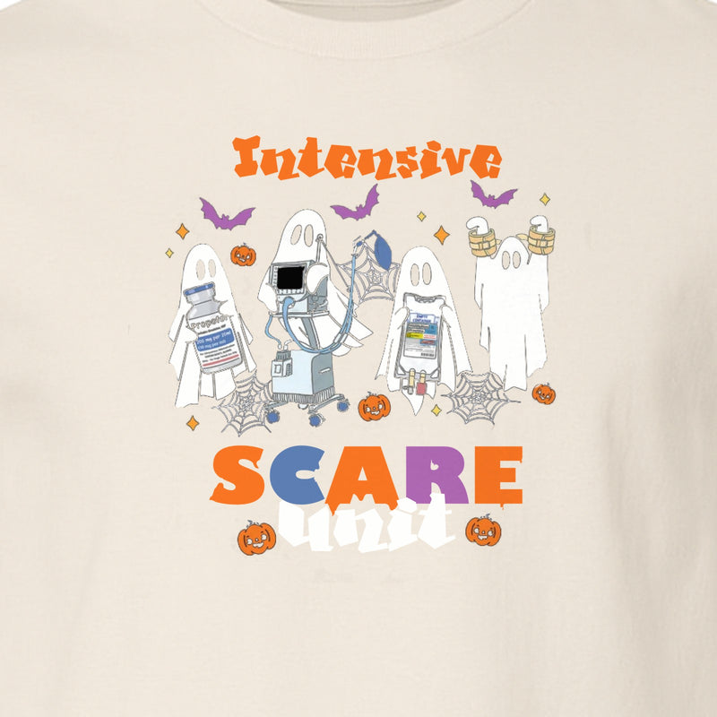 Nurse Halloween T-Shirt, Intensive Scare Unit Ghost Design for ICU Staff and Medical Gifts