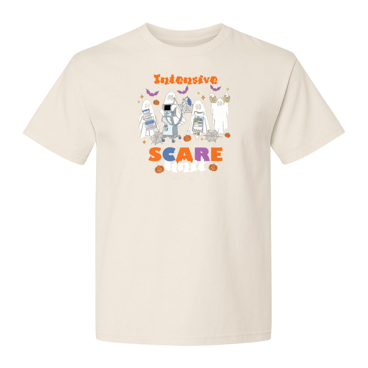 Nurse Halloween T-Shirt, Intensive Scare Unit Ghost Design for ICU Staff and Medical Gifts