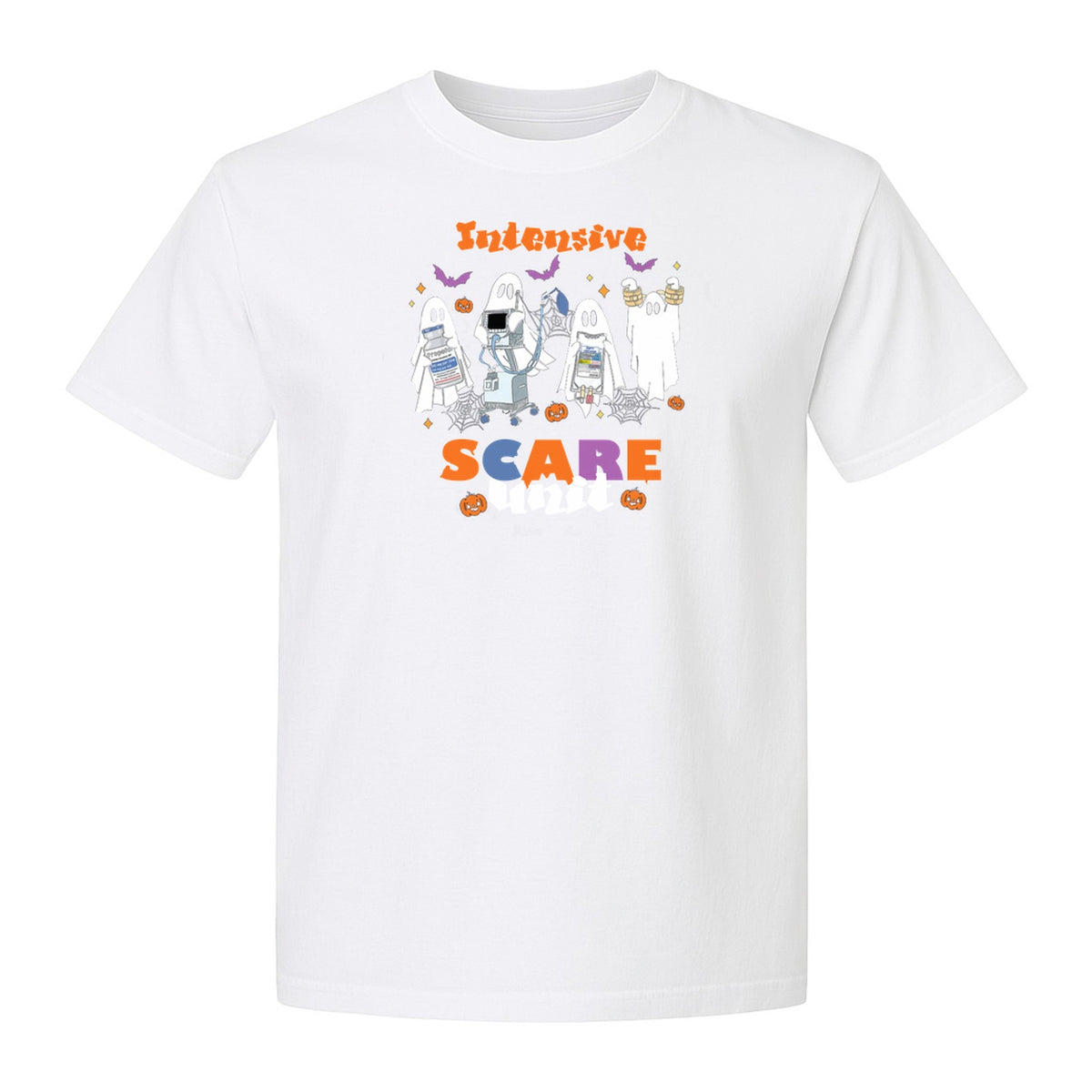 Nurse Halloween T-Shirt, Intensive Scare Unit Ghost Design for ICU Staff and Medical Gifts