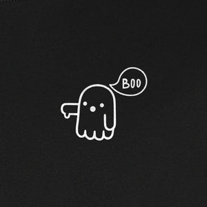 Ghost Pocket T-Shirt, Cute Boo Thumb Down Halloween Graphic for Spooky Season