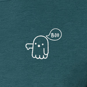 Ghost Pocket T-Shirt, Cute Boo Thumb Down Halloween Graphic for Spooky Season
