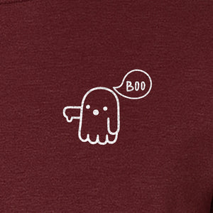 Ghost Pocket T-Shirt, Cute Boo Thumb Down Halloween Graphic for Spooky Season