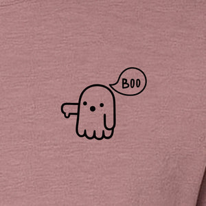 Ghost Pocket T-Shirt, Cute Boo Thumb Down Halloween Graphic for Spooky Season