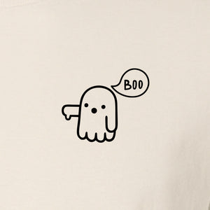 Ghost Pocket T-Shirt, Cute Boo Thumb Down Halloween Graphic for Spooky Season