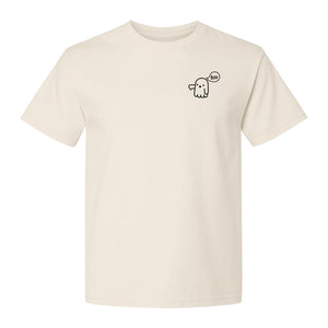 Ghost Pocket T-Shirt, Cute Boo Thumb Down Halloween Graphic for Spooky Season