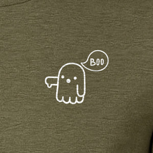 Ghost Pocket T-Shirt, Cute Boo Thumb Down Halloween Graphic for Spooky Season