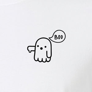 Ghost Pocket T-Shirt, Cute Boo Thumb Down Halloween Graphic for Spooky Season