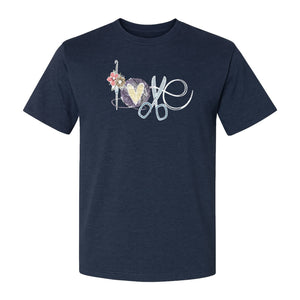 Crochet T-Shirt, Love Yarn Hook and Floral Design for Knitters and Crafters