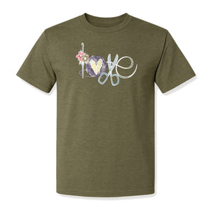 Crochet T-Shirt, Love Yarn Hook and Floral Design for Knitters and Crafters