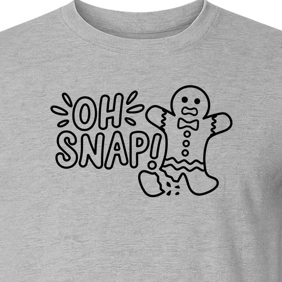 Gingerbread Man Christmas T-Shirt, Oh Snap Funny Holiday Baking Design