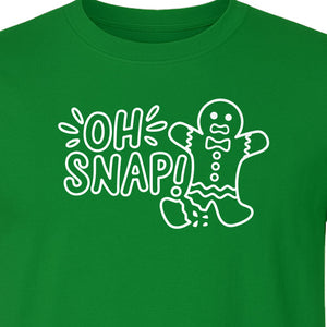 Gingerbread Man Christmas T-Shirt, Oh Snap Funny Holiday Baking Design