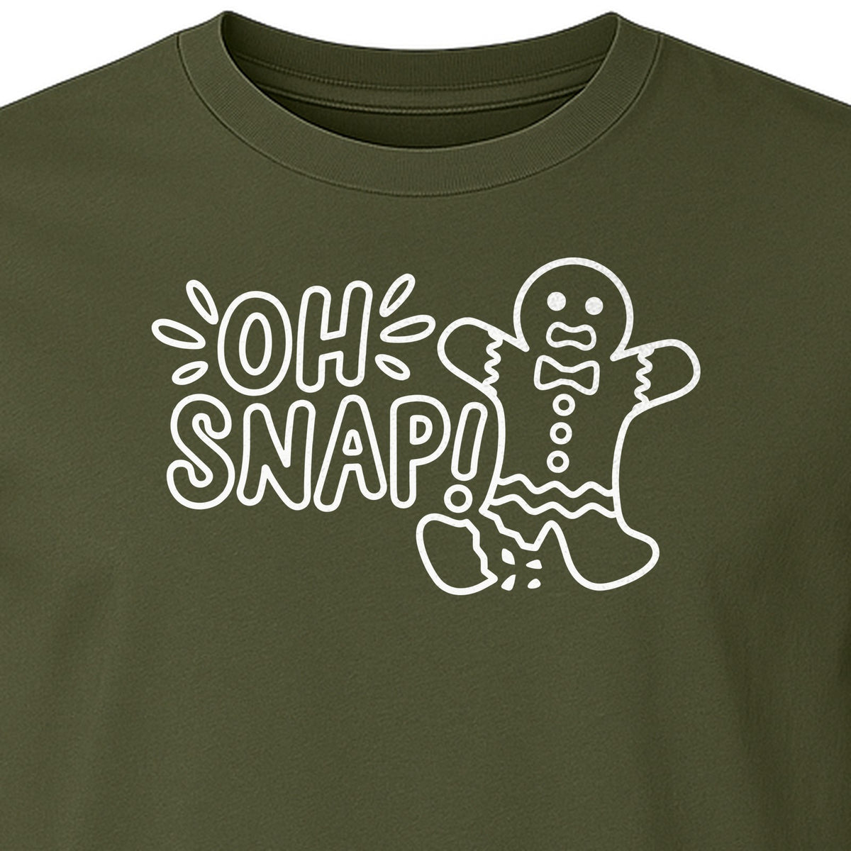 Gingerbread Man Christmas T-Shirt, Oh Snap Funny Holiday Baking Design